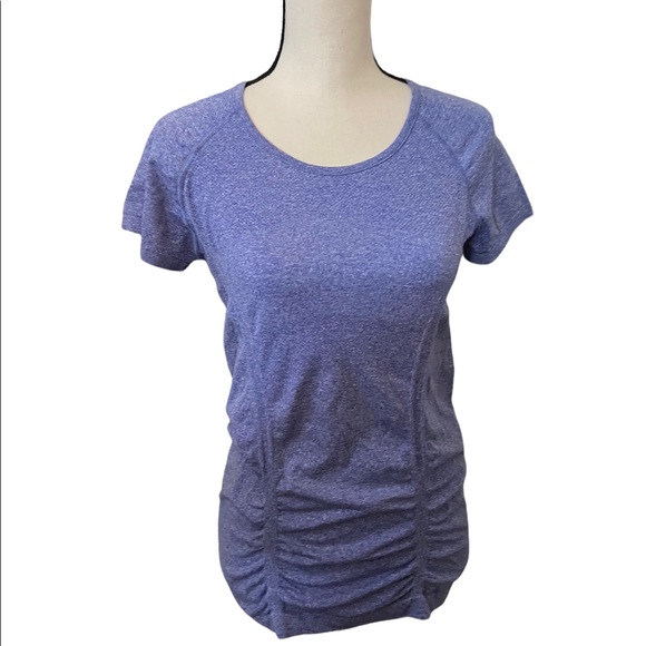 Athleta Tops - Athleta Fastest Track ruched front & back blue size medium t-shirt.